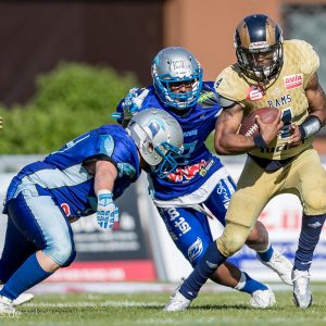 A.J. Springer -Nuernberg Rams- kurz vor dem Tackle A.J. Springer -Nuernberg Rams- kurz vor dem Tackle
