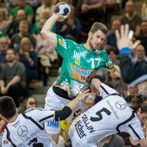 Daniel Fontaine im Spiel Frisch Auf Goeppingen - MT Melsungen