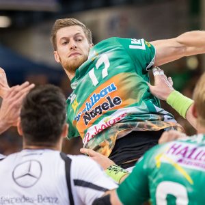 Daniel Fontaine im Spiel Frisch Auf Goeppingen - MT Melsungen