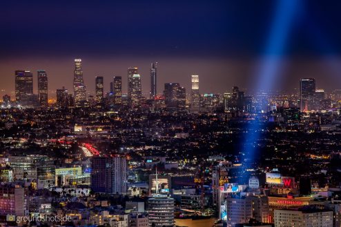 Im Prinzip gibts es zwei Punkte, von denen aus man bequem die Skyline von Los Angeles fotografieren kann: Der Hollywood Bowl Overlook und vom Griffith Observatory aus.