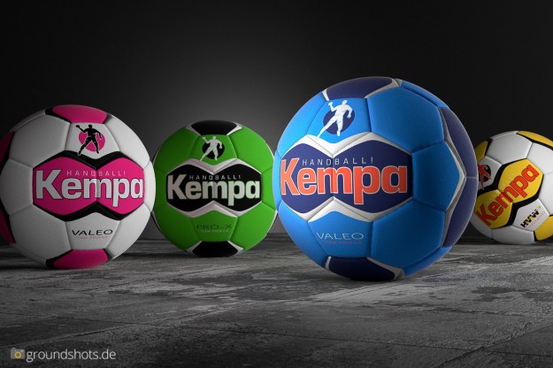 Die finale Komposition – vier Bälle mit unterschiedlichen Texturen