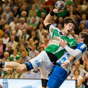 Evgeni Pevnov im Spiel Frisch Auf Goeppingen - Bergischer HC