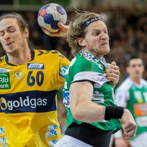 Felix Lobedank im Spiel Frisch Auf Goeppingen -Rhein-Neckar Loewen