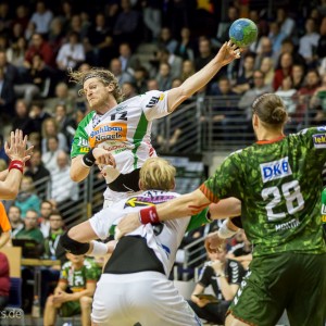 Felix Lobedank im Spiel Fuechse Berlin - Frisch Auf Goeppingen