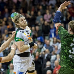 Felix Lobedank im Spiel Fuechse Berlin - Frisch Auf Goeppingen