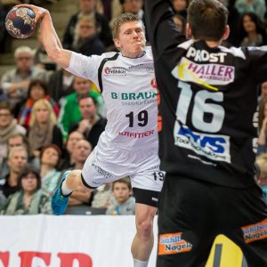 Jeffrey Boomhouwer im Spiel Frisch Auf Goeppingen – MT Melsungen Jeffrey Boomhouwer im Spiel Frisch Auf Goeppingen - MT Melsungen