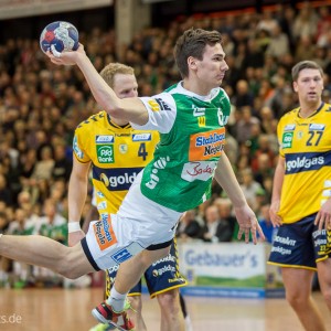 Jona Schoch (Frisch Auf Goeppingen) im Spiel Frisch Auf Goeppingen -Rhein-Neckar Loewen