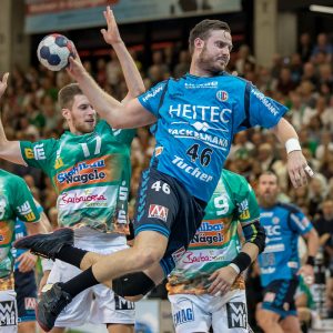 Jonas Thuenmler im Spiel FRISCH AUF Goeppingen - HC Erlangen