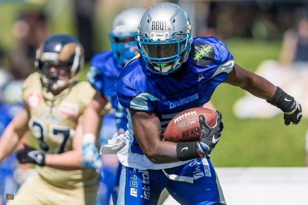 Kejuan Riley im Spiel Albershausen Crusaders – Nuernberg Rams