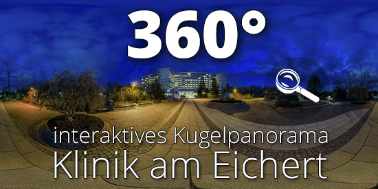 Beim Klick öffnet sich das interaktive Kugelpanorama von der Klinik am Eichert