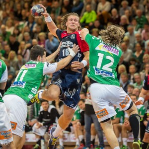 Lars Kaufmann im Spiel Frisch Auf Goeppingen – SG Flensburg-Handewitt Lars Kaufmann im Spiel Frisch Auf Goeppingen - SG Flensburg-Handewitt