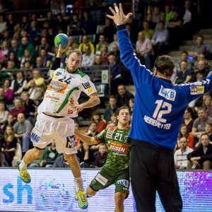 Marcel Schiller im Spiel Fuechse Berlin - Frisch Auf Goeppingen