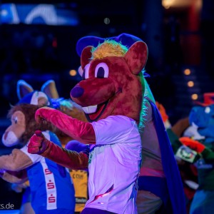 Maskottchenparade beim Allstar Game der Handball Bundesliga 2015 Maskottchenparade beim Allstar Game der Handball Bundesliga 2015