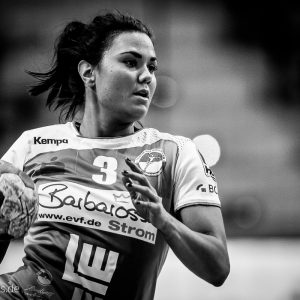 Maxime Struijs im Spiel Frisch Auf Frauen - Bayer Leverkusen