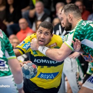 Mensah Larsen im Spiel FRISCH AUF Goeppingen – Rhein-Neckar Loewen Mensah Larsen im Spiel FRISCH AUF Goeppingen - Rhein-Neckar Loewen