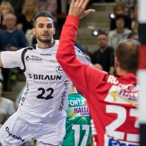 Michael Allendorf im Spiel Frisch Auf Goeppingen - MT Melsungen