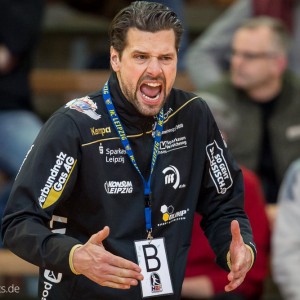 Norman Rentsch im Spiel Frisch Auf Goeppingen Frauen - HC Leipzig