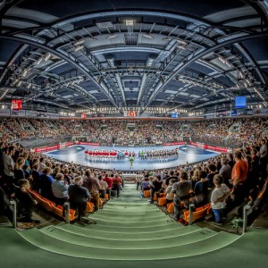 Panorama Laenderspiel Deutschland - Schweiz in der Ratiopharm Arena