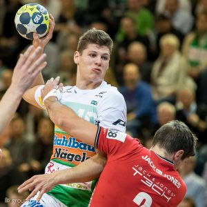 Sebastian Heymann im Spiel FRISCH AUF Goeppingen - HC Midtjylland