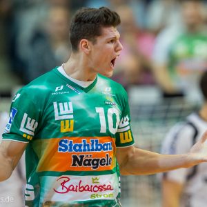 Sebastian Heymann im Spiel Frisch Auf Goeppingen - MT Melsungen