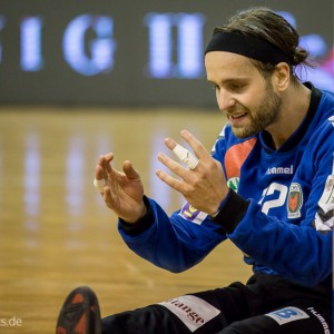 Silvio Heinevetter im Spiel Fuechse Berlin - Frisch Auf Goeppingen