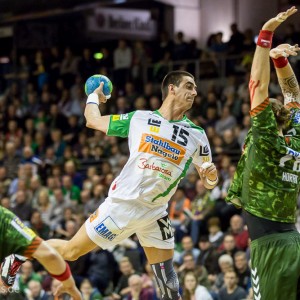 Zarko Sesum im Spiel Fuechse Berlin - Frisch Auf Goeppingen