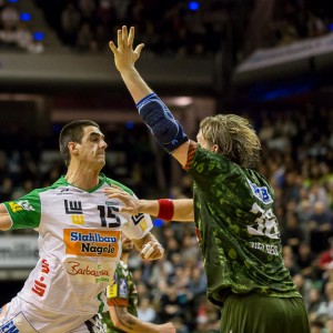 Zarko Sesum im Spiel Fuechse Berlin - Frisch Auf Goeppingen