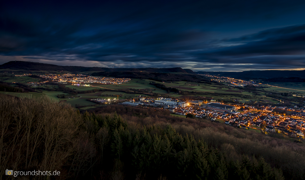 Blick ueber Suessen mit Gingen und Donzdorf