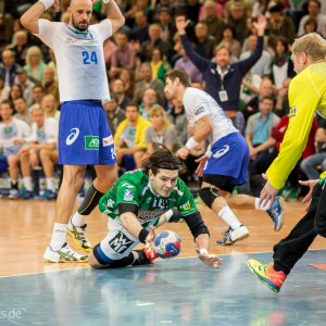 Evgeni Pevnov im Spiel Frisch Auf Goeppingen - HSV Hamburg
