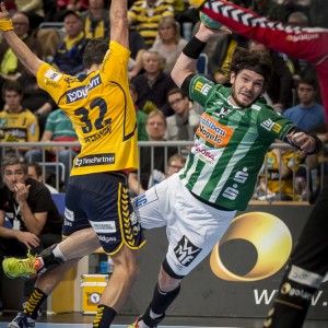 Evgeni Pevnov im Spiel Rhein-Neckar Loewen-Frisch Auf Goeppingen