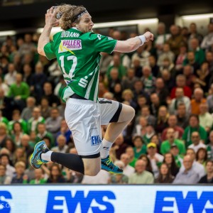 Felix Lobedank im Spiel Frisch Auf Goeppingen - MT Melsungen