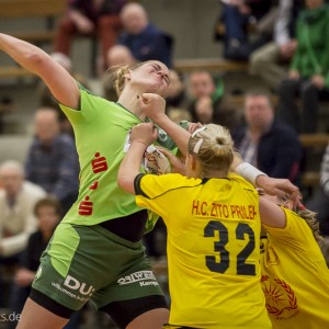 Beate Scheffknecht im Spiel Frisch Auf Goeppingen Frauen - Prilep. EHF-Cup