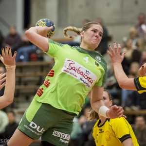 Beate Scheffknecht im Spiel Frisch Auf Goeppingen Frauen - Prilep. EHF-Cup