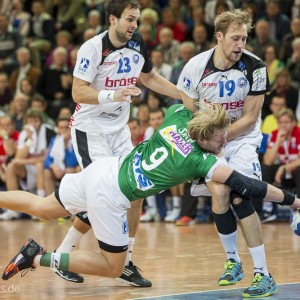 Manuel Spaeth im Spiel Frisch Auf Goeppingen - Bergischer HC. Handball-Bundesliga 2013/2014
