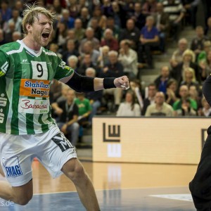 Manuel Spaeth im Spiel Frisch Auf Goeppingen - Bergischer HC. Handball-Bundesliga 2013/2014
