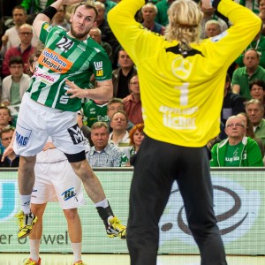 Marcel Schiller im Spiel Frisch Auf Goeppingen - MT Melsungen