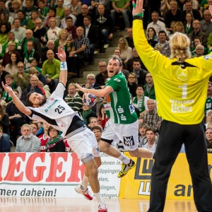 Marcel Schiller im Spiel Frisch Auf Goeppingen - MT Melsungen