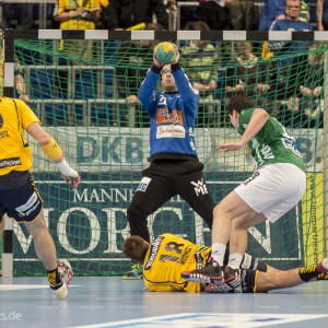 Nikola Marinovicim Spiel Rhein-Neckar Loewen-Frisch Auf Goeppingen