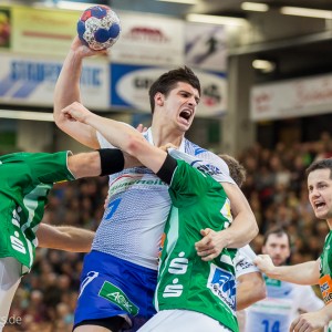 Petar Djordjic im Spiel Frisch Auf Goeppingen - HSV Hamburg