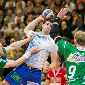 Petar Djordjic im Spiel Frisch Auf Goeppingen - HSV Hamburg
